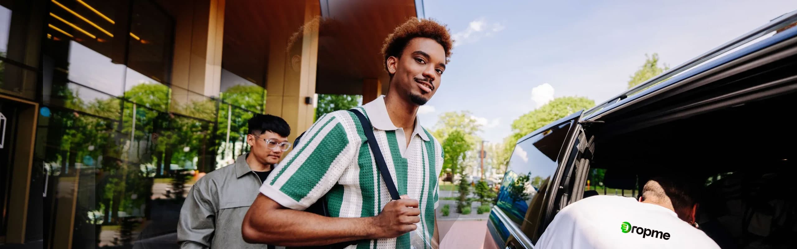 Dropme car arriving for a scheduled pickup